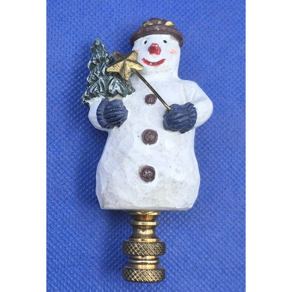 White Resin SNOWMAN Lamp Finial 3.5" Tall Sweet and Charming